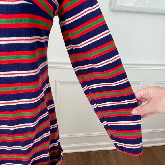 Vintage 60s Stripe A-Line Shift Dress Pockets S M - Picture 5 of 9